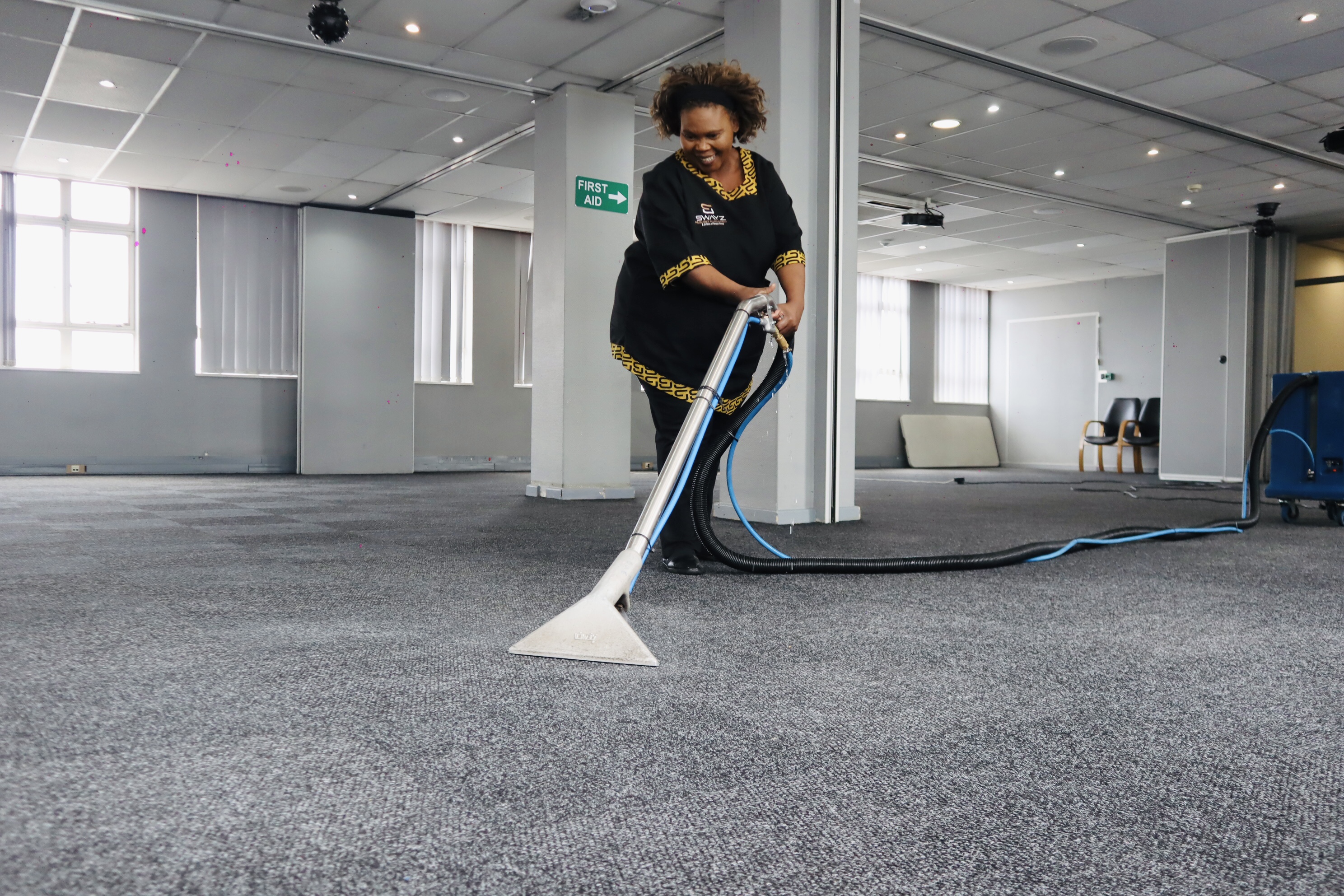 Swayz Facilities Management carpet cleaning in a large office space